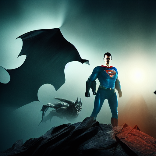 Batman and Superman standing back to back, surrounded by alien creatures with claws and glowing eyes.